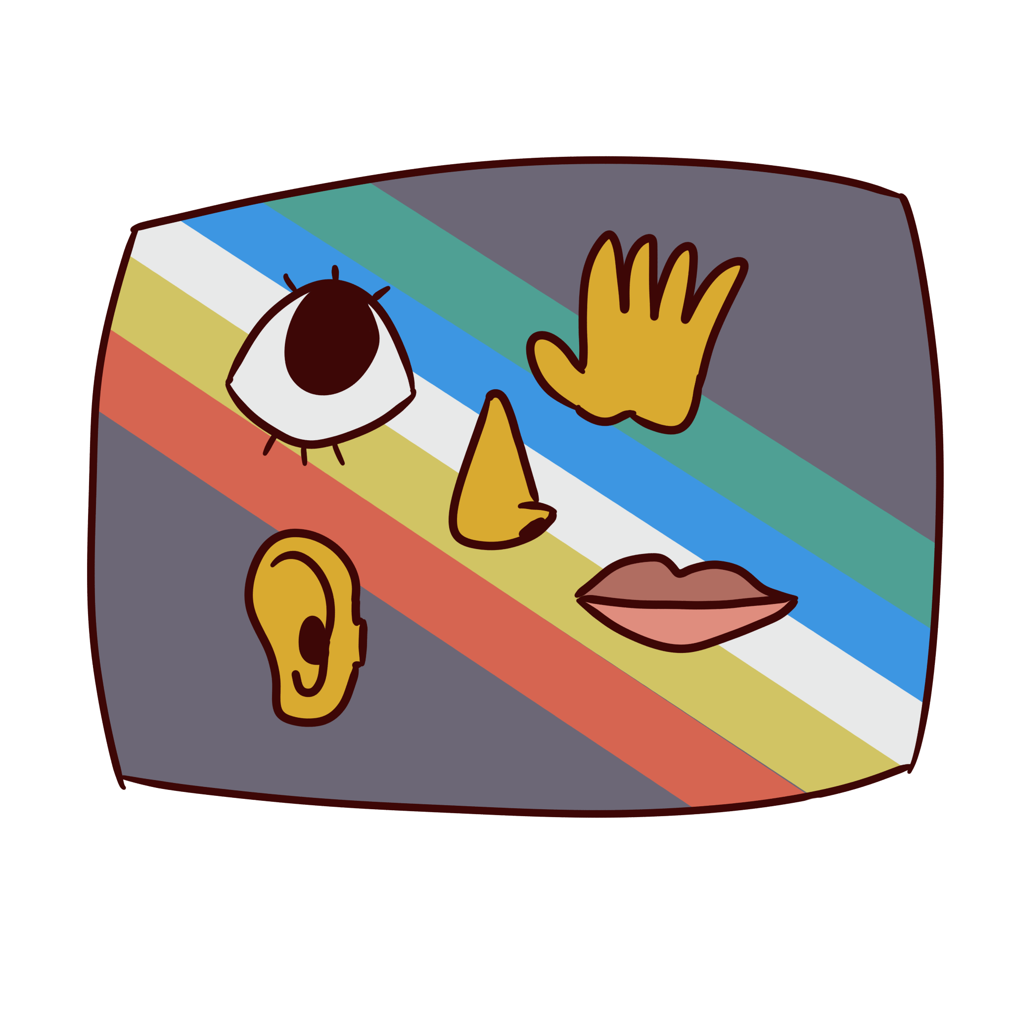 image of disability flag with an eye a nose a hand an ear and a mouth on it